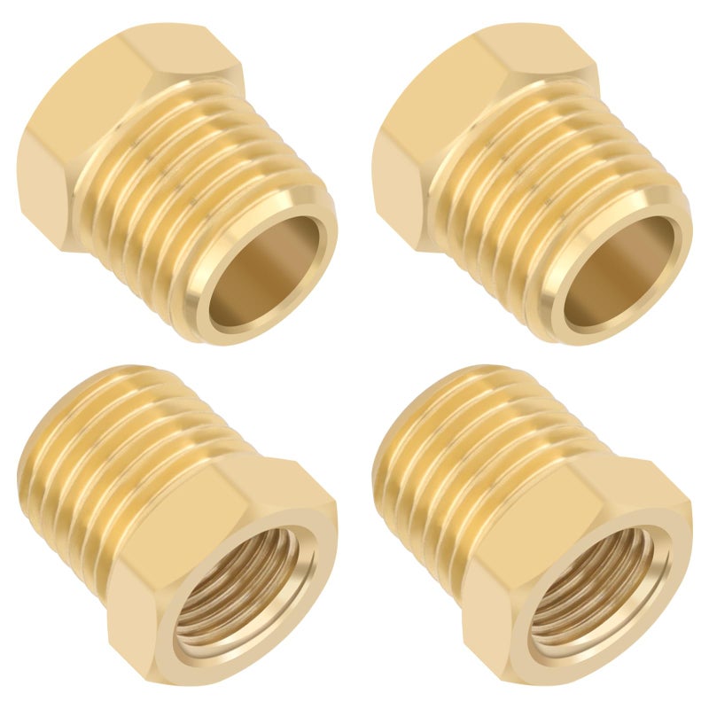 KOOTANS 4pcs Heavy Duty 1/4 NPT Male Thread to 1/8 NPT Female Thread Brass Reducer Hex Bushing Brass Fitting Pipe Hose Tube Adapter Convert - Image 1